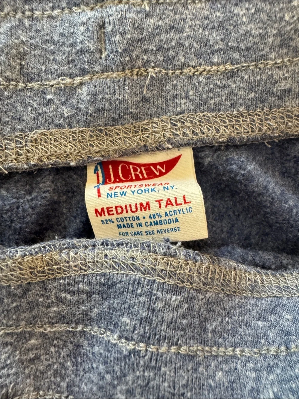 J.Crew Men’s Medium Tall Heather Navy Fleece Jogger Sweatpants